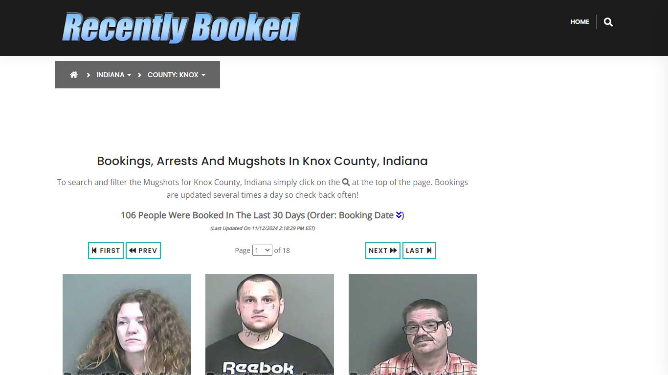 Bookings, Arrests and Mugshots in Knox County, Indiana - Recently Booked