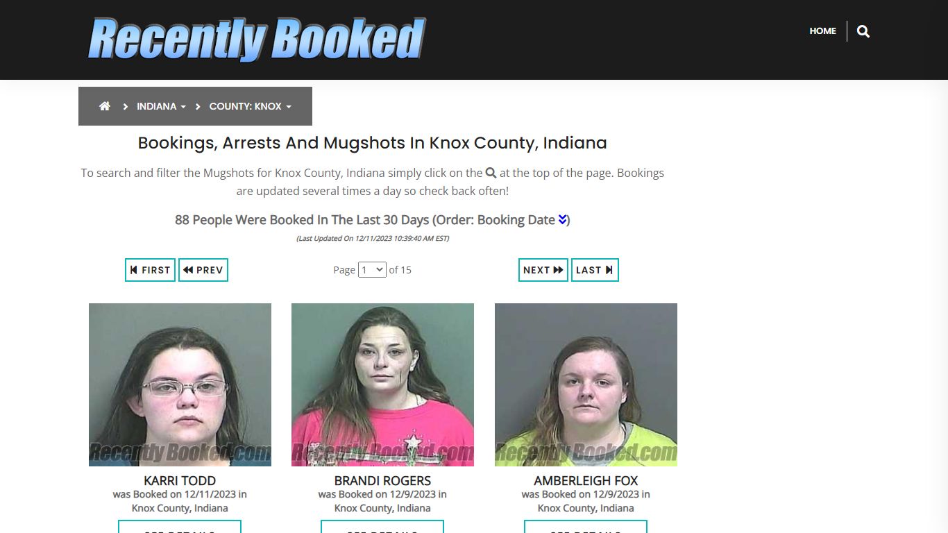 Recent bookings, Arrests, Mugshots in Knox County, Indiana